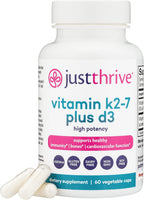Just Thrive Vitamina K2 MK-7 Más D3 - Suplemento para la Inmunidad, Corazón y Huesos, 60 Cápsulas Vegetales