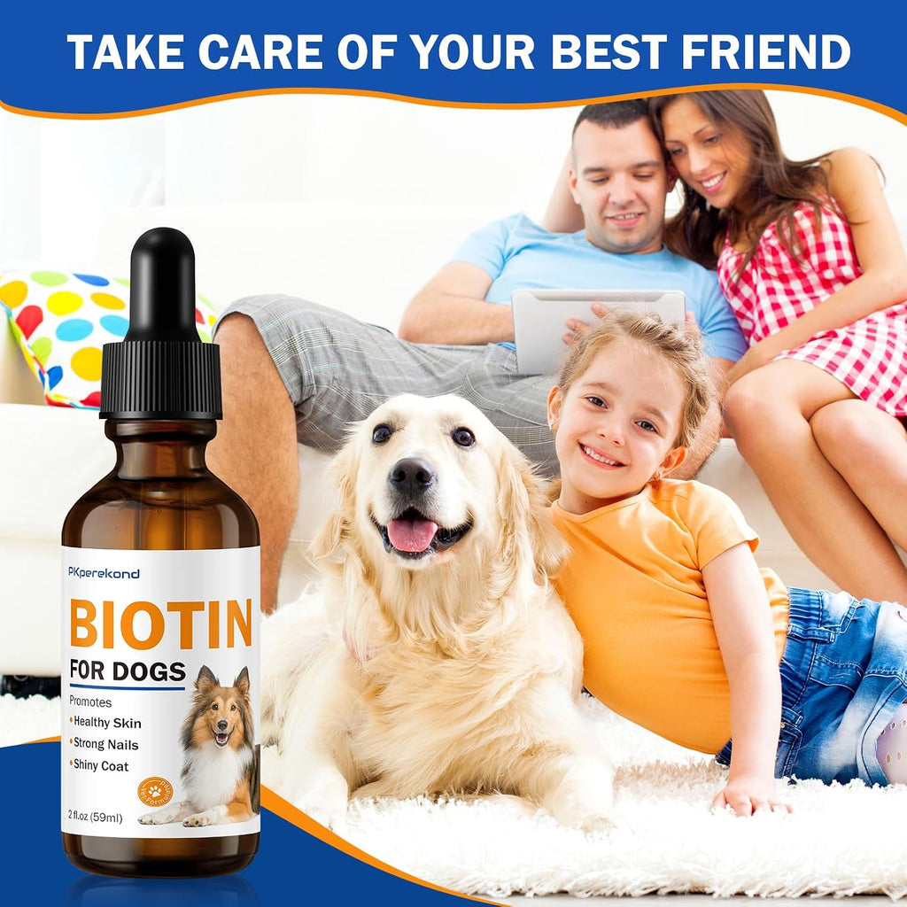 Suplemento Líquido de Biotina para Perros, 2000 mcg, con Colágeno y Vitaminas C y E, 59 ml