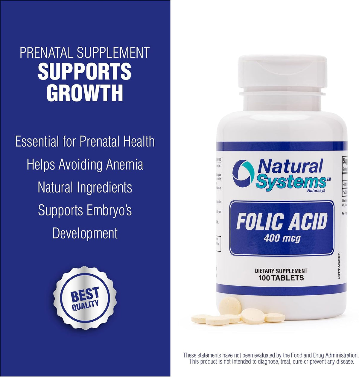 Ácido Fólico 400 mcg - 100 Comprimidos - – El ácido fólico contribuye a la reducción del cansancio y la fatiga. – Image 8