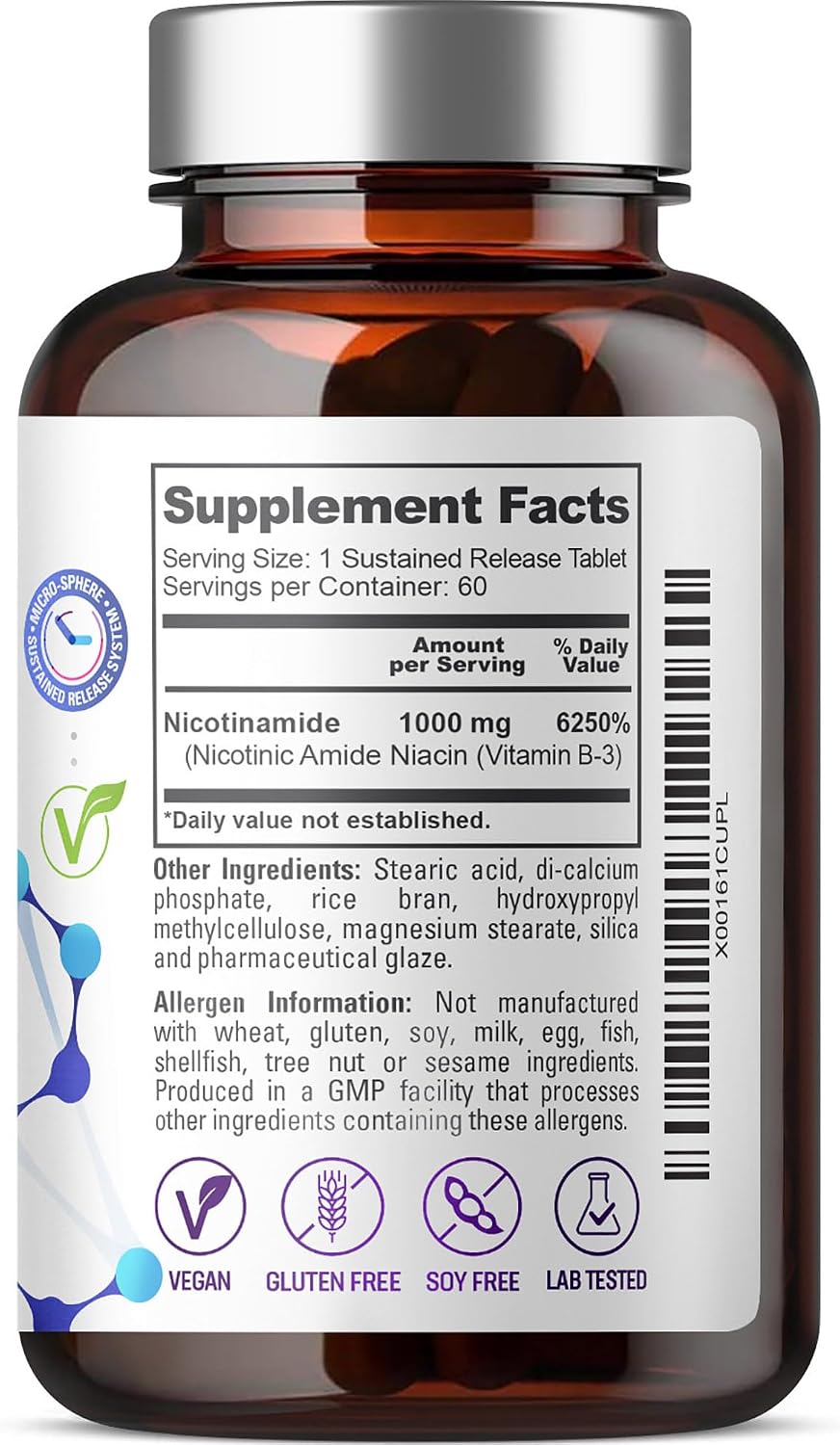 biophix B-3 Niacinamide 1000 mg 60 Tablets Sustained Release - No-Flush