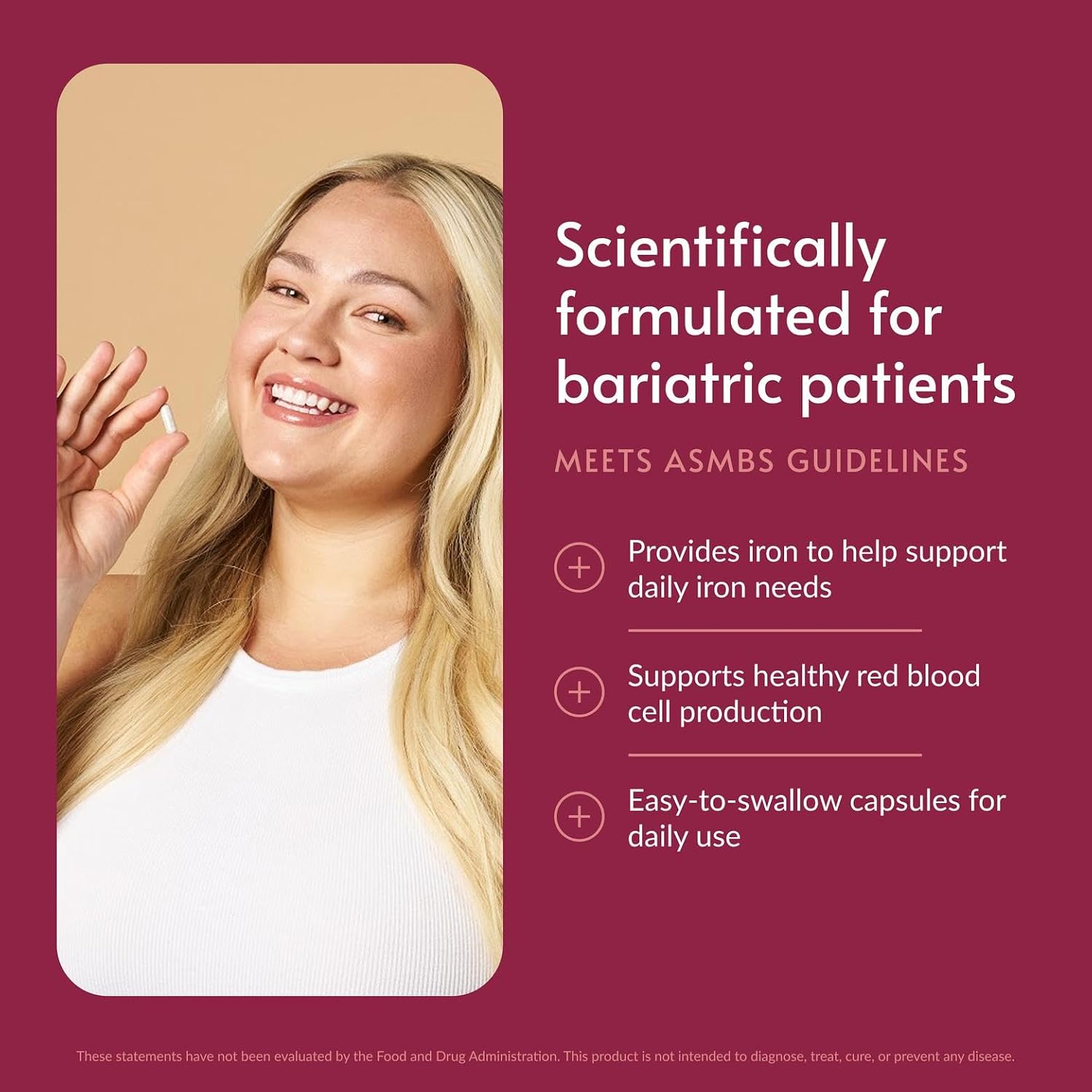 Bariatric Advantage Hierro 45 mg con Vitamina C, Tiamina y Cobre - 60 Cápsulas