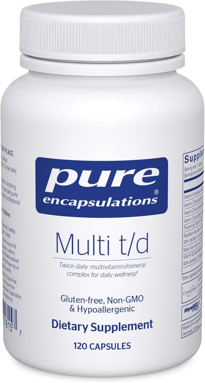 Pure Encapsulations Multi T/D - Complejo – Metabolismo energético: Varias vitaminas del grupo B contribuyen al – Image 1