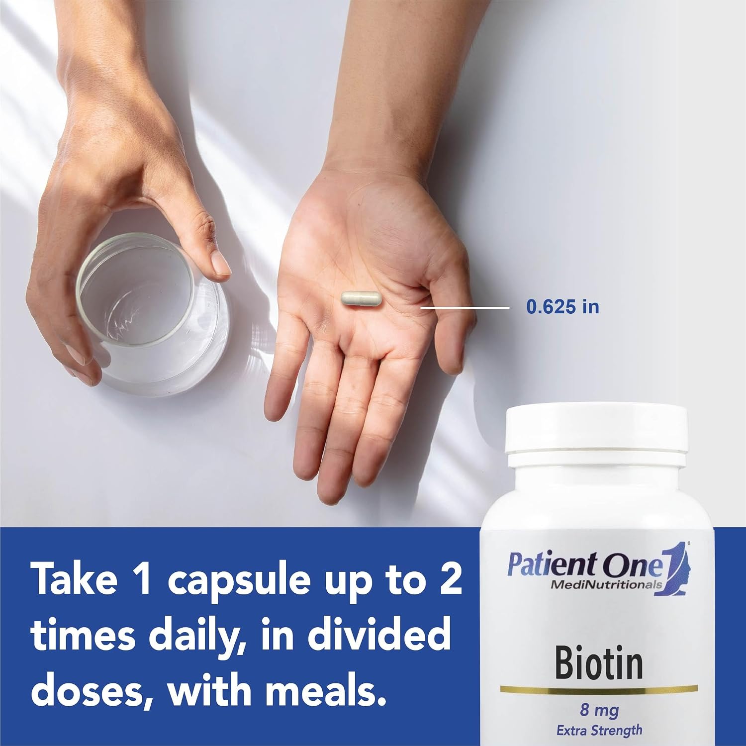 Patient One Biotina 8mg | 60 Cápsulas | Apoyo Cabello, Piel y Uñas