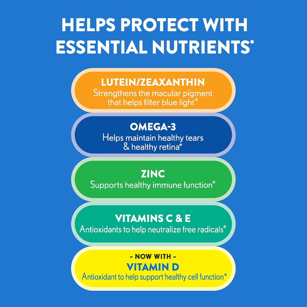 Ocuvite 50+ Eye Vitamin & Mineral Supplement, Multivitamin for Vision & Ocular Health with Omega-3, Zinc, Vitamins C & E, Lutein & Zeaxanthin, Zinc Supplements for Women and Men, 50 Softgels - 4 Pack