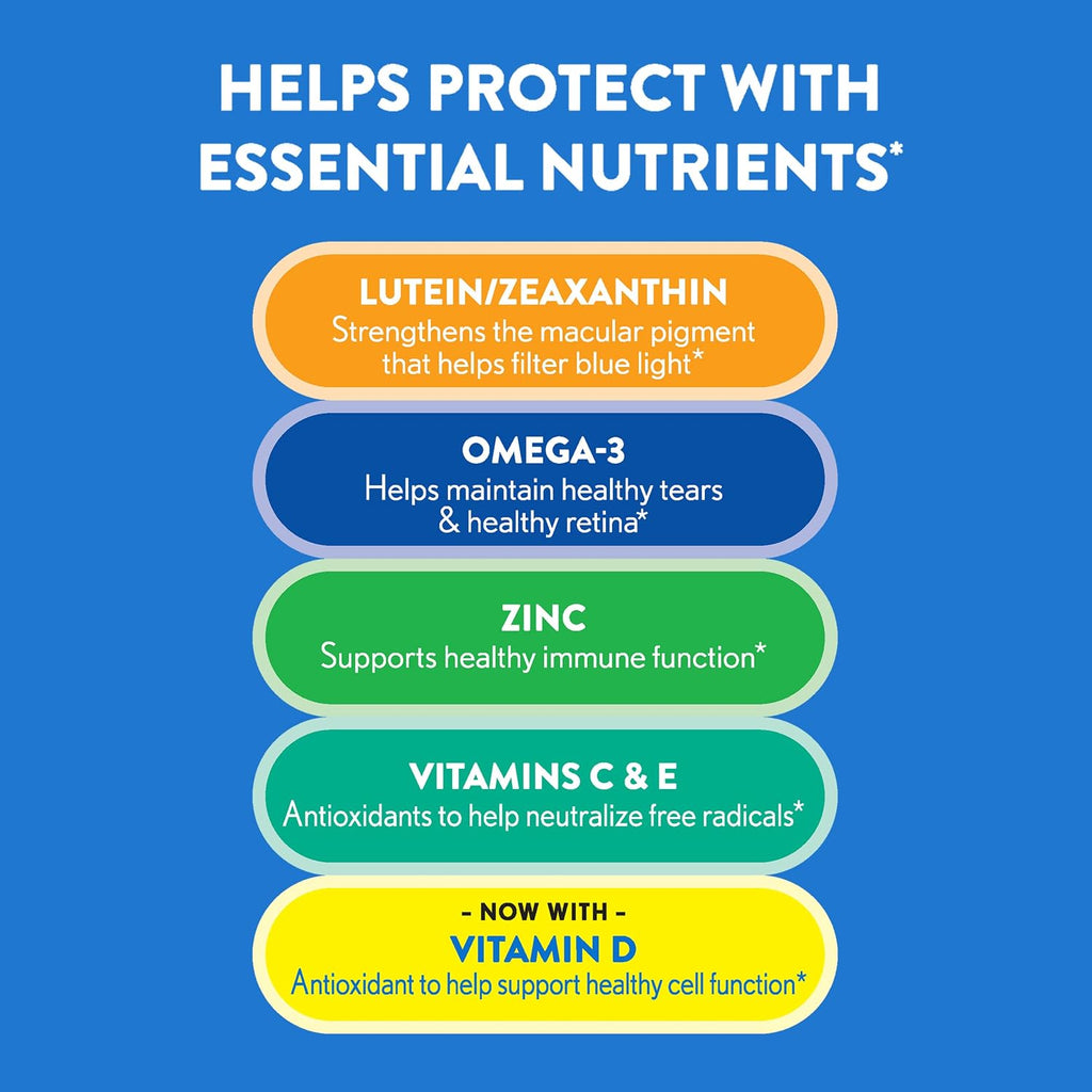 Ocuvite 50+ Complemento Alimenticio para la Visión con Omega-3, Zinc, Vitaminas C y E, Luteína y Zeaxantina - 50 Cápsulas Blandas