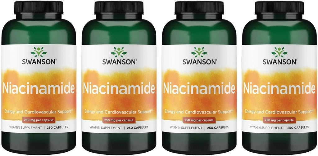 Swanson Niacinamida Vitamina B3 - 250 mg, 250 Cápsulas (Pack de 4)