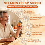 ZEBORA Vitamina D3 K2 5000 UI, 6 en 1 con Magnesio, Calcio, Fósforo y Vitamina C, 120 Cápsulas