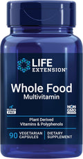 Life Extension Whole Food Multivitamin - Multivitamínico de alimentos integrales con vitaminas vegetales, 90 cápsulas