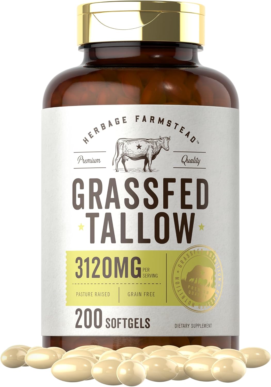 Carlyle Sebo de Res Alimentado con Pasto 3120mg | 200 Cápsulas Blandas | Suplemento Alimenticio