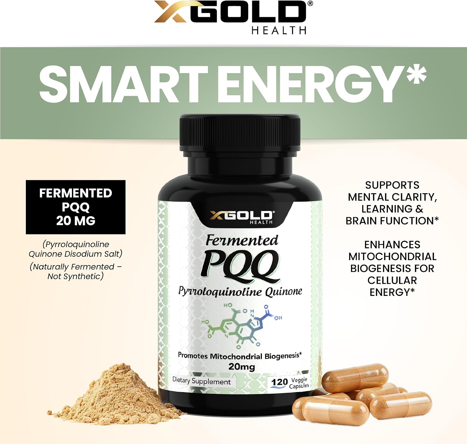 Fermented PQQ 20mg – Pirroloquinolina Quinona, 120 Cápsulas