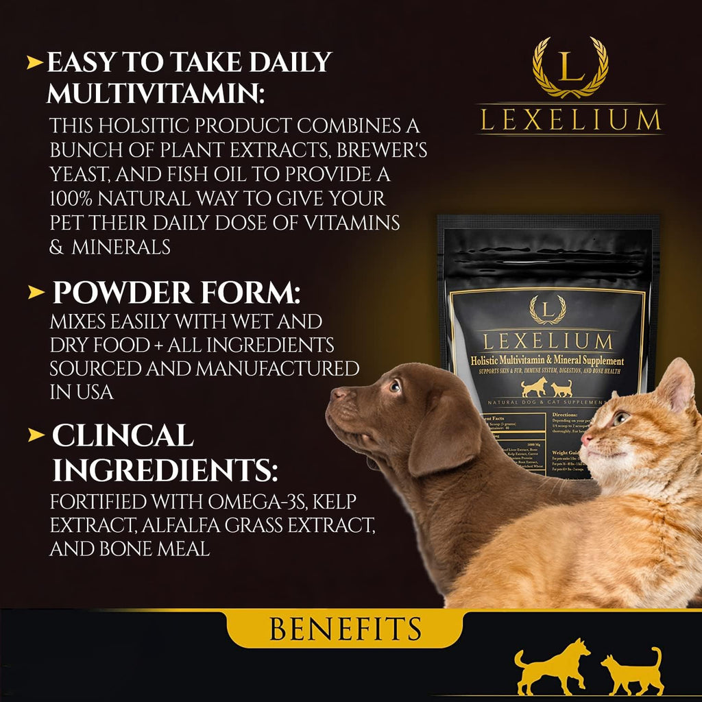 Lexelium Multivitamínico 12-en-1 para Perros y Gatos con Omega-3 - 200g
