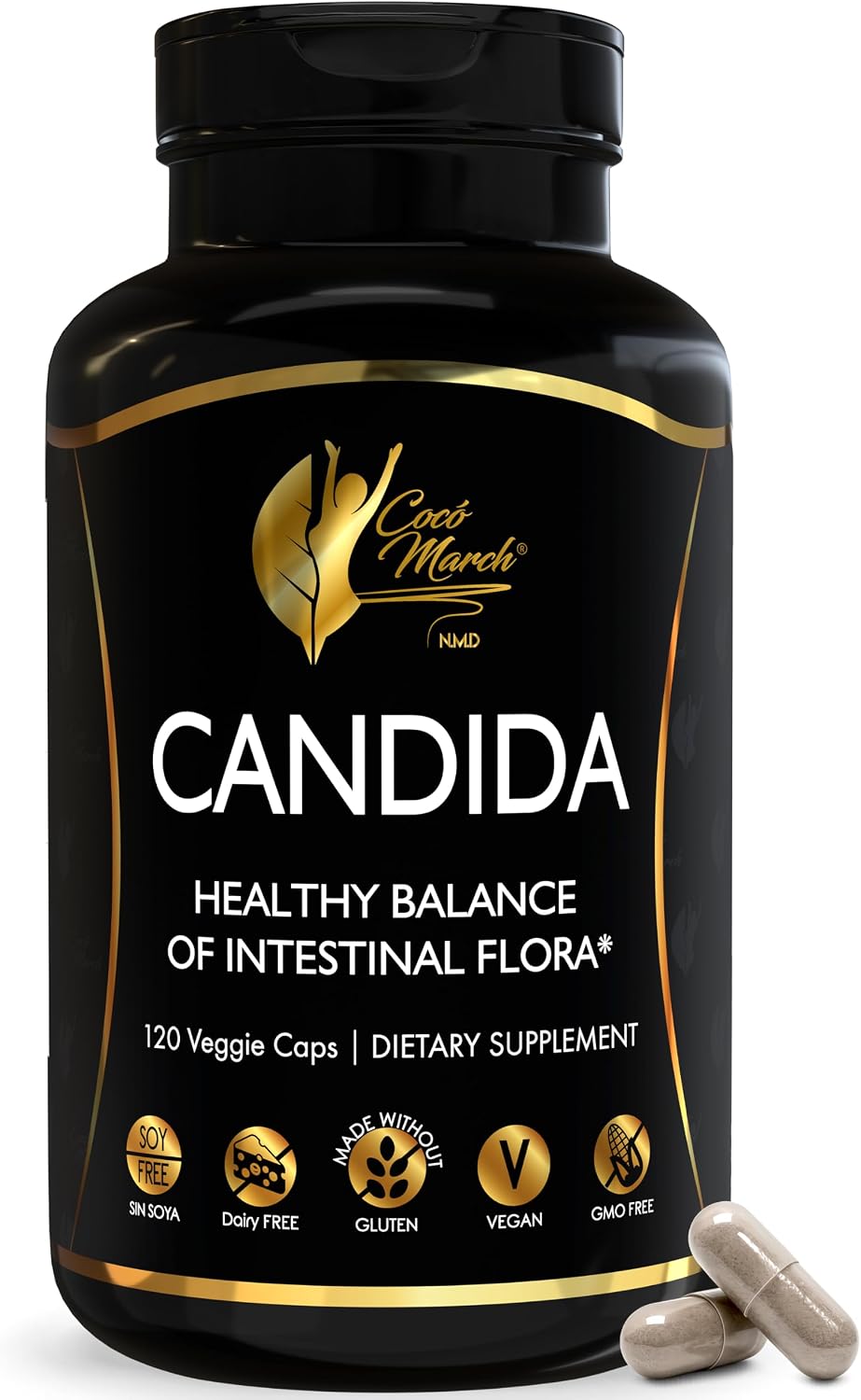 Cocó March N.M.D Candida Cleanse – Limpieza Herbal 30 Días con Enzimas Digestivas – 120 Cápsulas Vegetales
