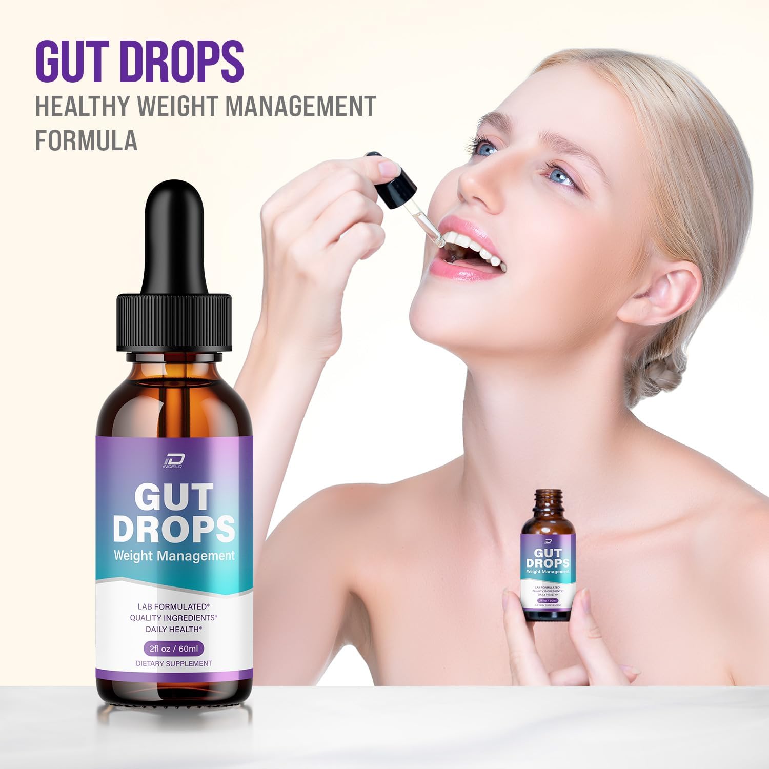 Gut Drops Healthy Formula – Suplemento Líquido Natural, Extra Fuerte, 1 Pack (1 Mes)