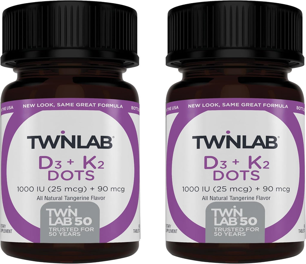 Twinlab Vitamina D3 1000 UI + K2 (25 mcg) - 60 Comprimidos (Pack de 2)