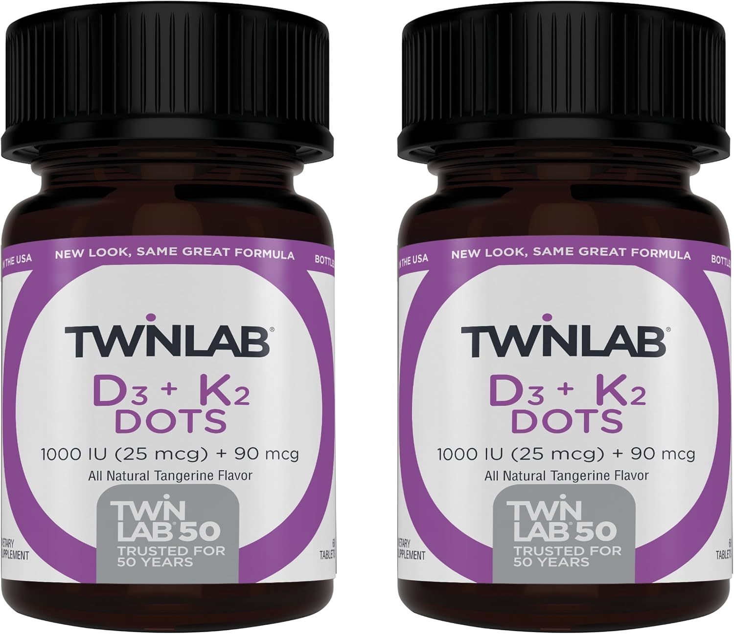 Twinlab Vitamina D3 1000 UI + K2 (25 mcg) - 60 Comprimidos (Pack de 2)