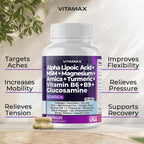 Nerve-Plus - Complemento para el nervio ciático con ácido fólico, guisante, glucosamina, MSM, complejo vitamínico B, ácido alfa lipoico 300 mg – 60 cápsulas