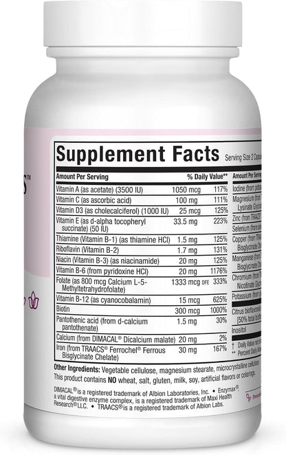 Maxi Health Vitaminas Prenatales con – Hierro (30 mg como Ferrochel): Hierro suave y altamente absorbible. Ayuda a – Image 2