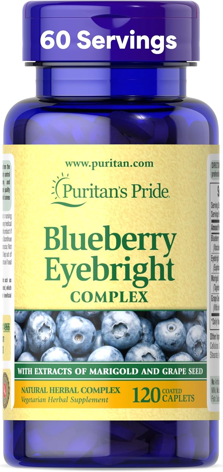 Puritan's Pride Premium Cranberry & Eyebright Complex with Marigold & Grape Seed Extracts, Antioxidant Health Dietary Supplement, 120 Coated Caplets