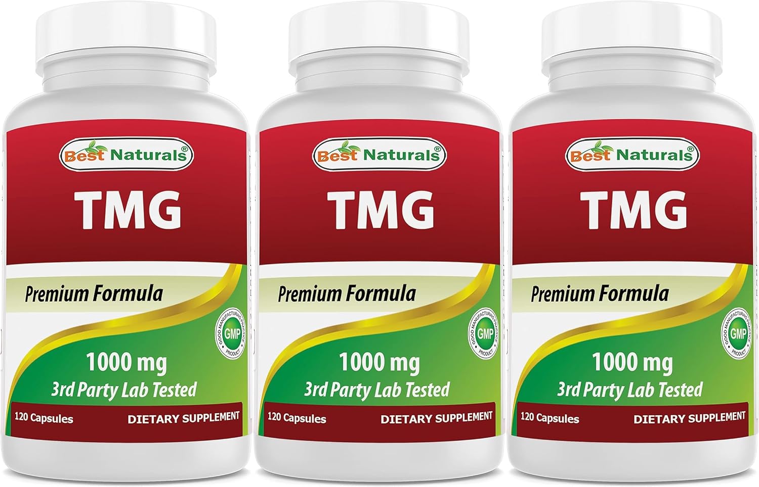 Best Naturals TMG Trimetilglicina (Betaína Anhidra) 1000 mg - 120 Cápsulas (Pack de 2)