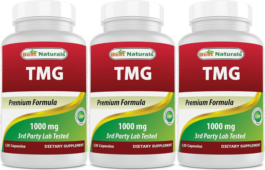 Best Naturals TMG Trimethylglycine 1000 mg - 120 Cápsulas (Pack de 3)