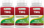 Best Naturals TMG Trimethylglycine 1000 mg - 120 Cápsulas (Pack de 3)
