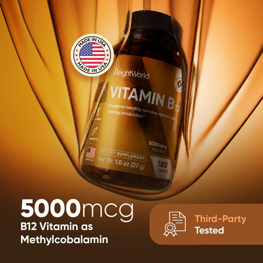 WeightWorld Vitamina B12 5000mcg Metilcobalamina - 180 Comprimidos (6 Meses)