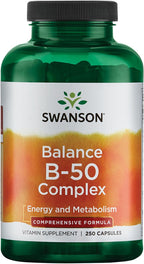 Swanson Balance B-50 Complex de Vitaminas B de Alta Potencia (100 Cápsulas, Paquete de 2)