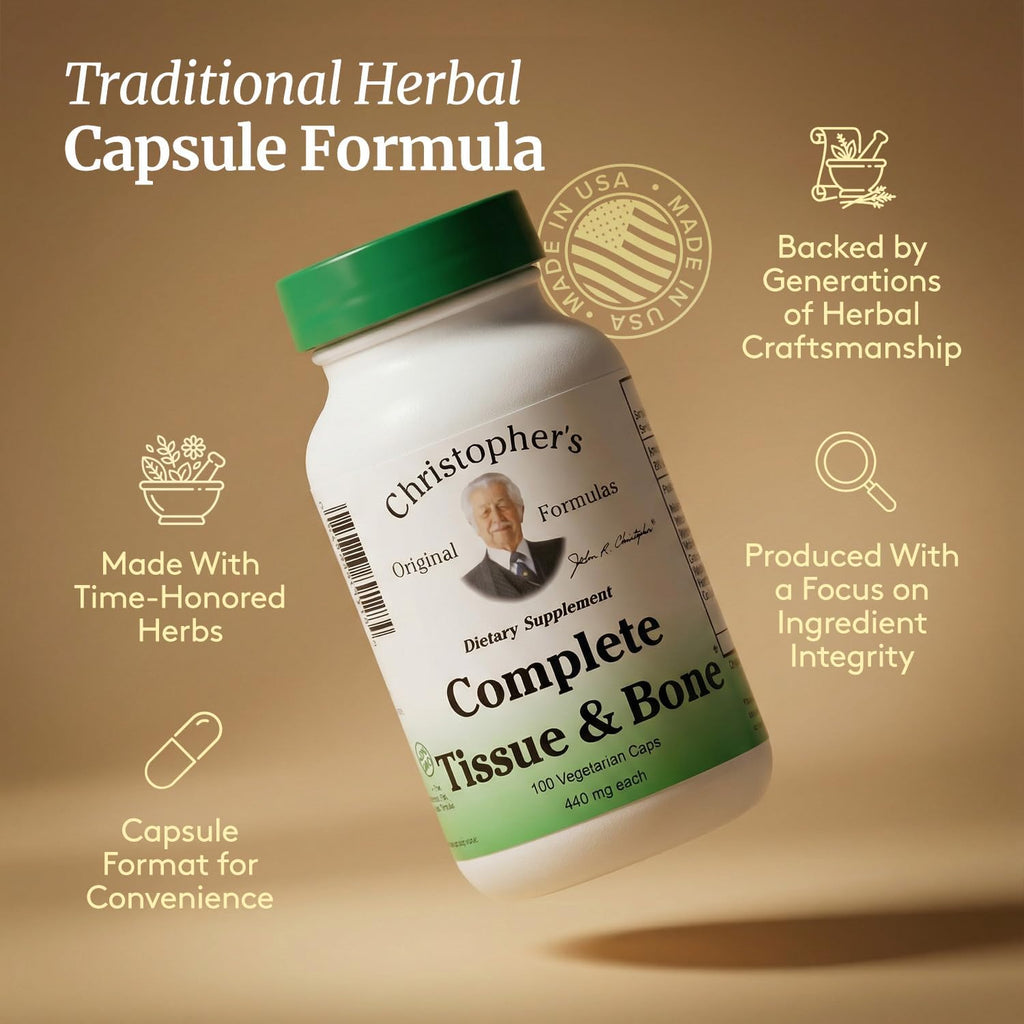 Christopher's Original Formulas Complete Tissue & Bone Formula – 100 Cápsulas Veganas