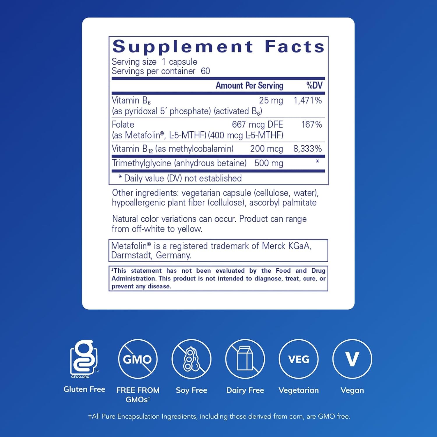 Pure Encapsulations Homocysteine Factors - 60 Cápsulas - Suplemento para el Metabolismo de la Homocisteína