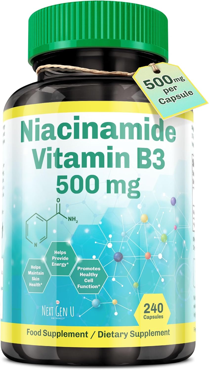 Vitamina B3 (Niacinamida) 500 mg - 240 Cápsulas - NGU Next Gen U