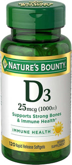 Nature's Bounty Vitamina D3 1000 IU, 250 Cápsulas Blandas de Liberación Rápida