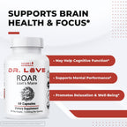 Dr. Love ROAR Lion's Mane, Cordyceps y Reishi, 60 cápsulas