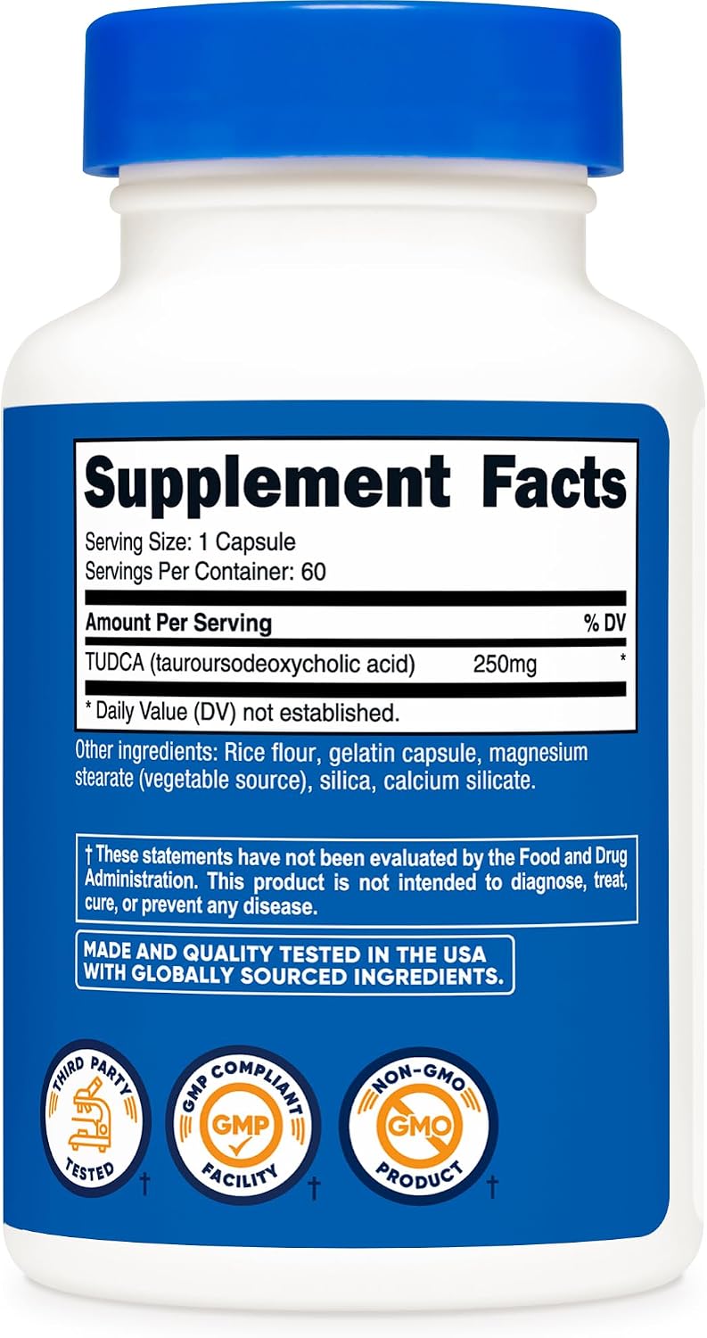 Nutricost TUDCA 250mg, 60 Cápsulas (Ácido Tauroursodesoxicólico) - Calidad Premium