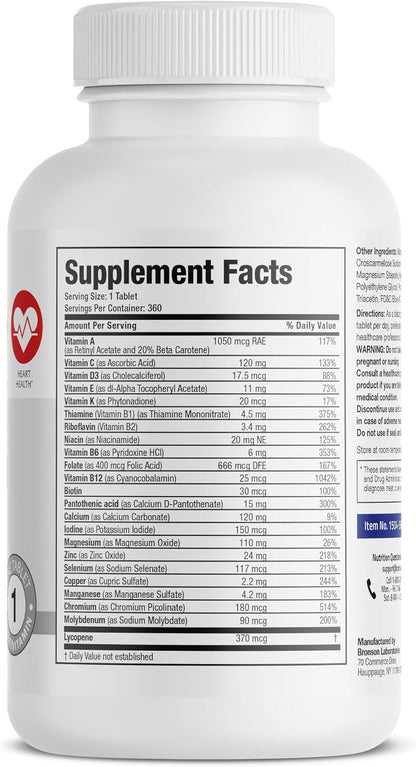 Bronson ONE Daily Multivitamínico Completo para Hombres 50+, 360 Comprimidos – Image 2