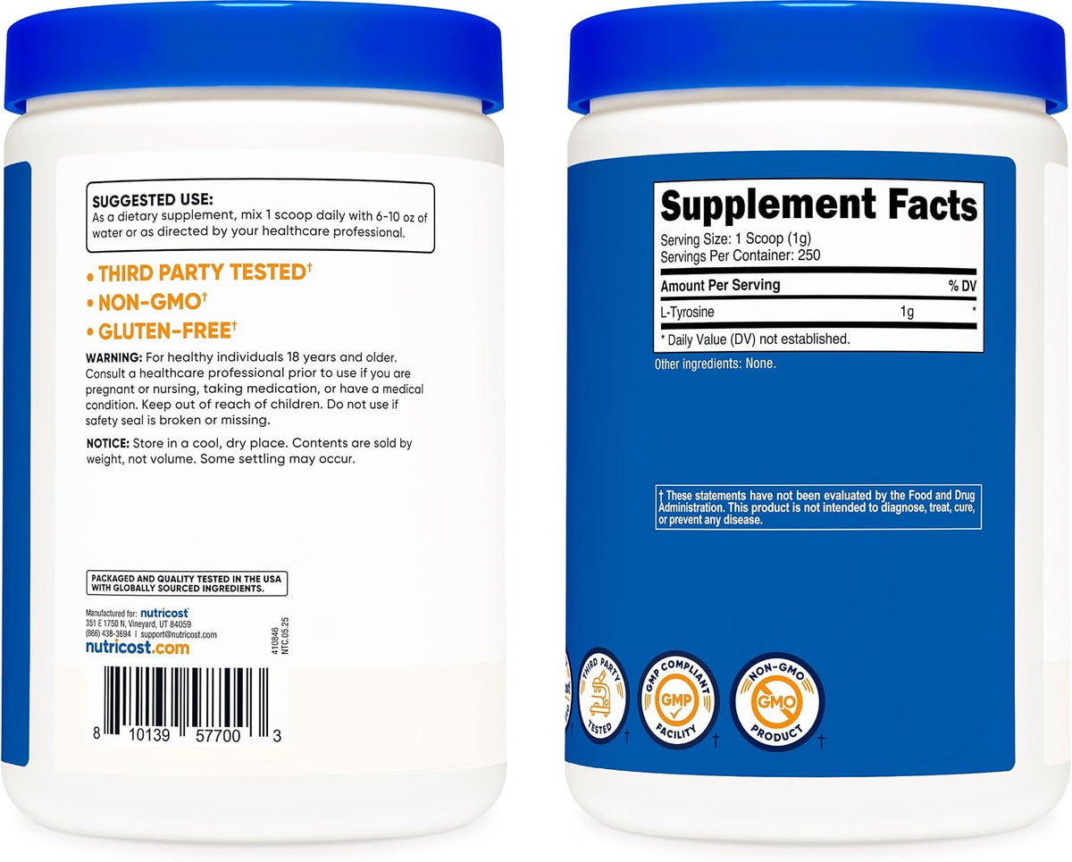 Nutricost L-Tirosina en Polvo 250g - – Dosificación precisa: Cada ración de 1 gramo (aproximadamente 1 cucharada – Image 7