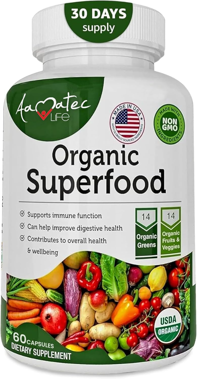 AAMATEC LIFE Superalimentos Orgánicos Verduras y Frutas - 120 Comprimidos (Paquete de 2)