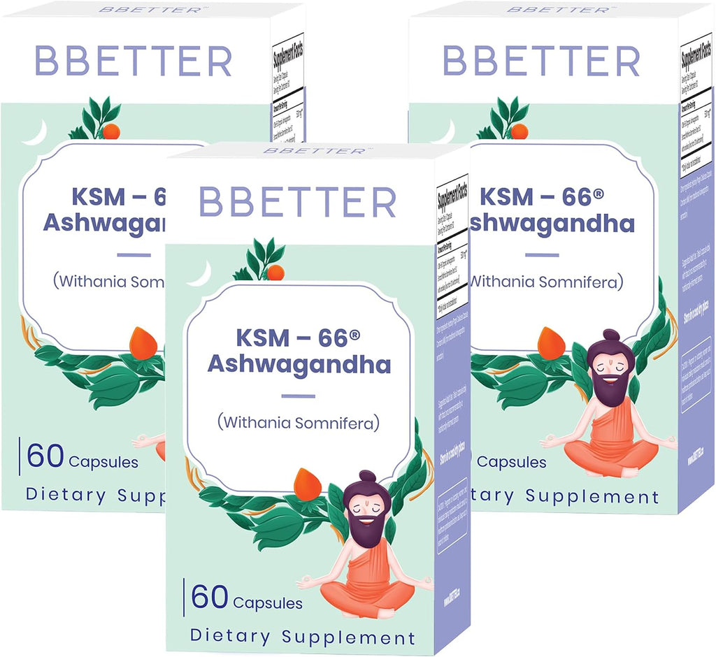 BBETTER Ashwagandha KSM-66 500mg Cápsulas Orgánicas - 60 Cápsulas Vegetales