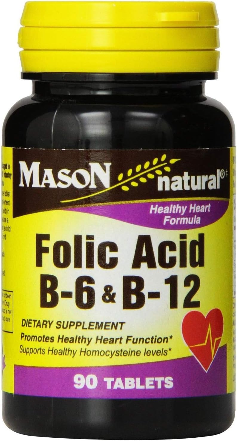 Mason Natural Ácido Fólico, B6 y B12 - Pack de 2 x 90 Comprimidos