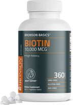 Bronson Biotina 10.000 mcg | 360 Comprimidos | Para el Mantenimiento del Cabello, Piel y Uñas | Vegetariano, No-GMO