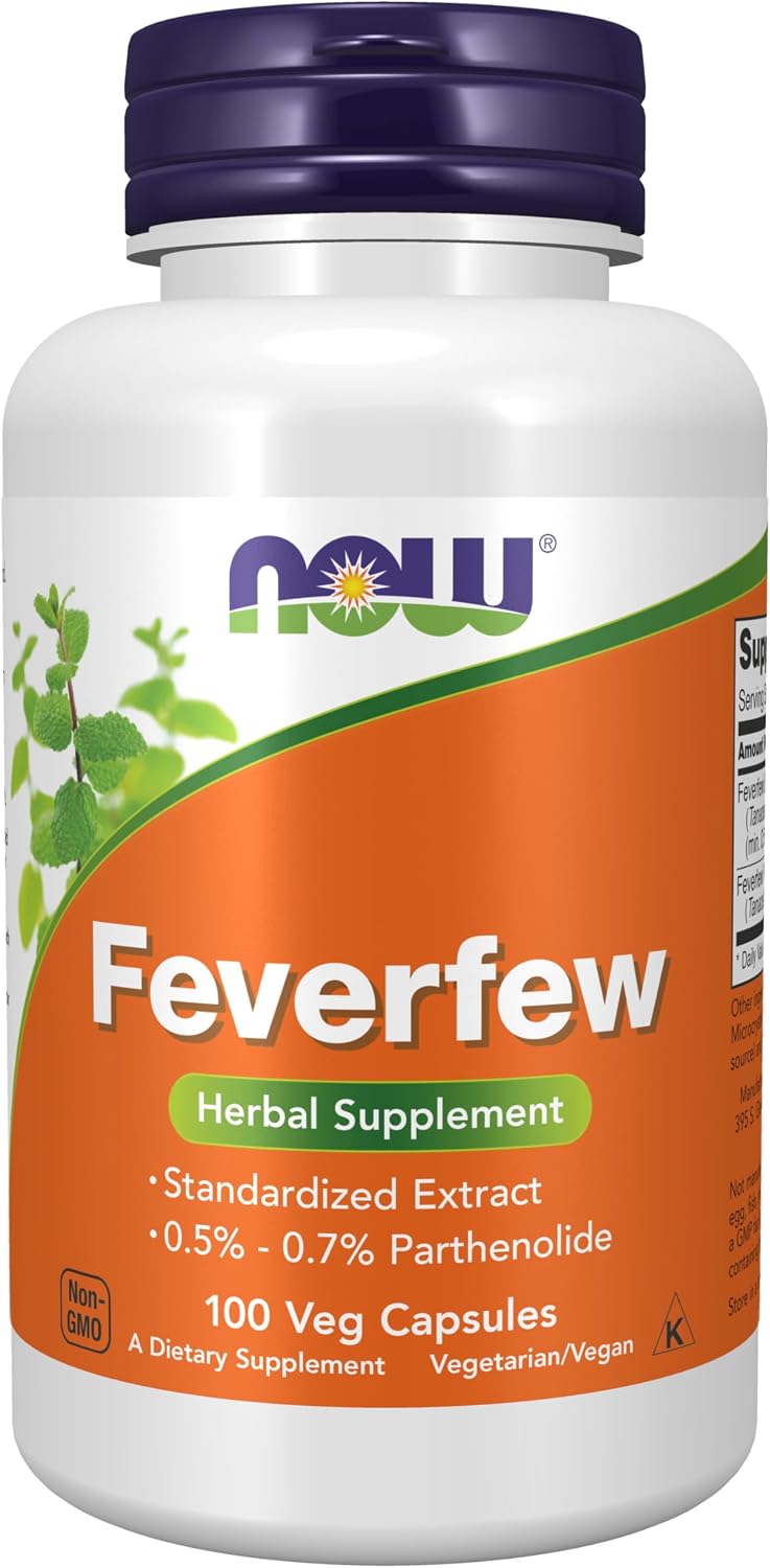 NOW Foods Feverfew con 0.5-0.7% Partenólido, 100 Cápsulas Veganas