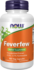 NOW Foods Feverfew con 0.5-0.7% Partenólido, 100 Cápsulas Veganas