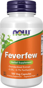 NOW Foods Feverfew con 0.5-0.7% Partenólido, 100 Cápsulas Veganas