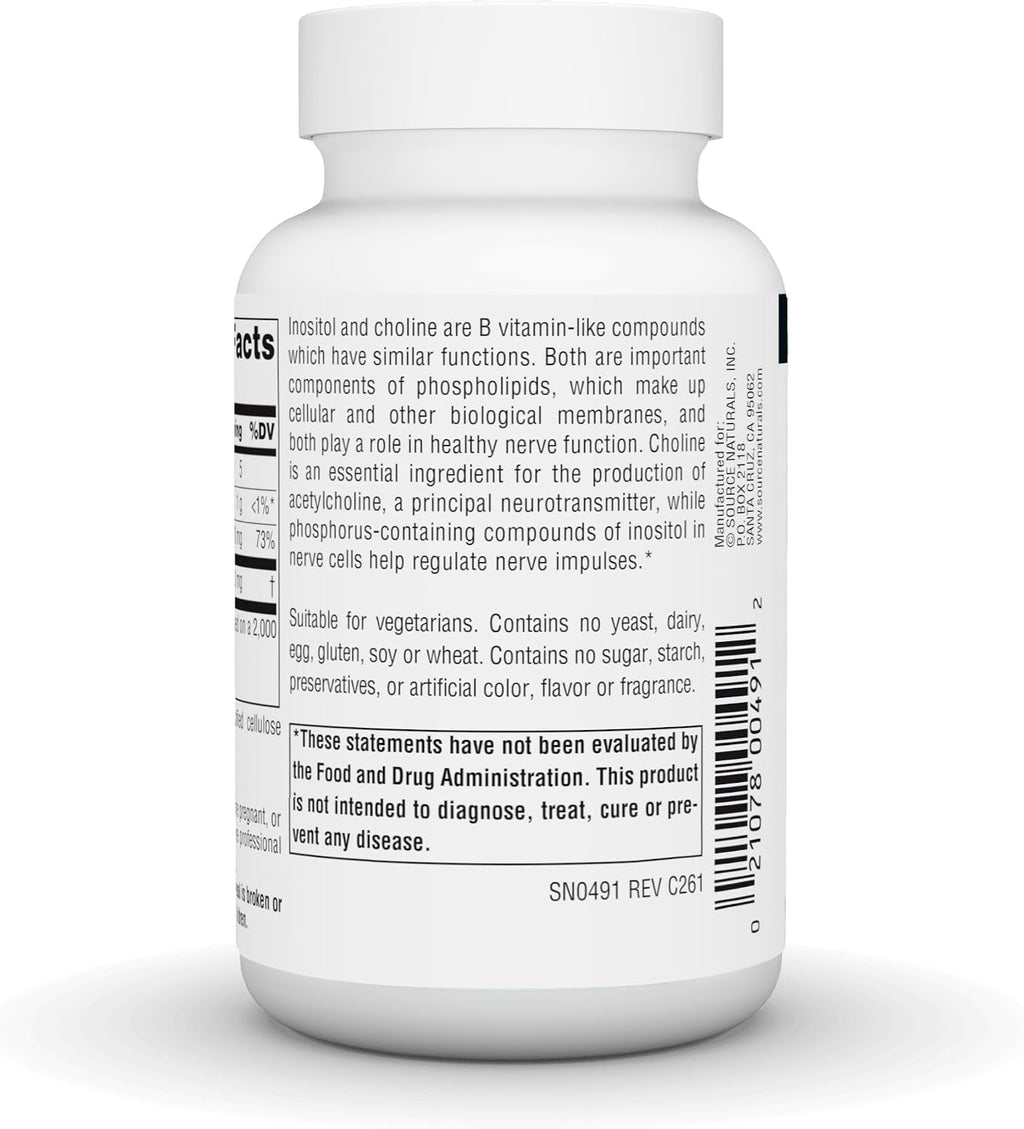 Source Naturals Inositol y Colina, 800 mg, 50 tabletas vegetales
