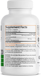 Bronson Vitamina K2 D3 (MK7) Suplemento 2-en-1 Complejo D3 y K2, 120 Cápsulas