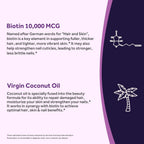 Doctor's Recipes Biotin 10,000 mcg con Aceite de Coco - Suplemento Vegetariano para Metabolismo Energético y Mantenimiento del Cabello (90 Softgels)