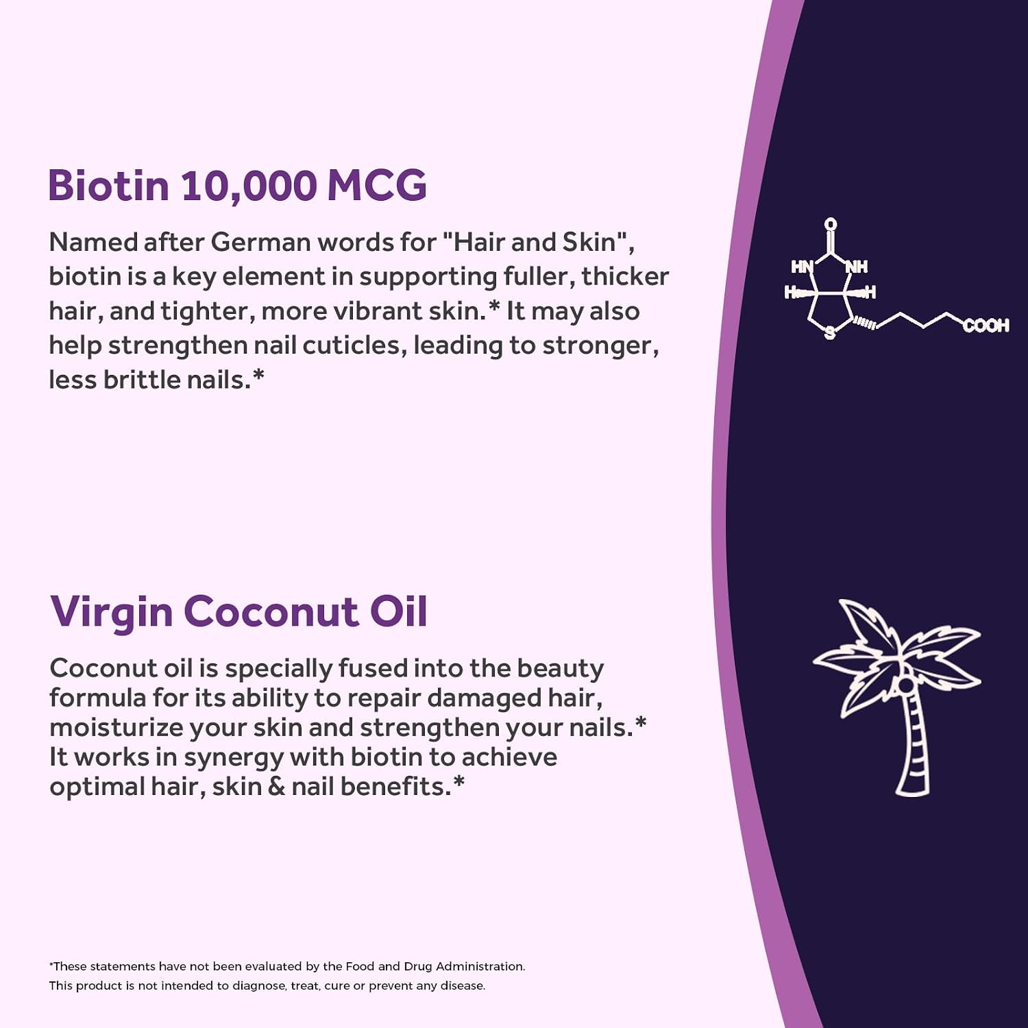 Doctor's Recipes Biotin 10,000 mcg con Aceite de Coco - Suplemento Vegetariano para Metabolismo Energético y Mantenimiento del Cabello (90 Softgels)