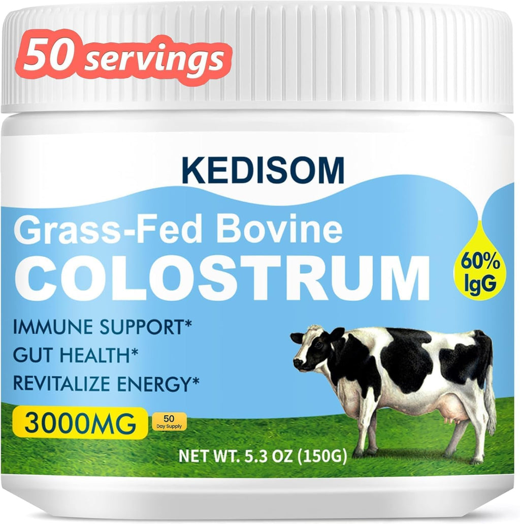 KEDISOM Colostro Bovino en Polvo - Grass-Fed, Liposomal, 60% IgG, 3000 mg, 50 Porciones
