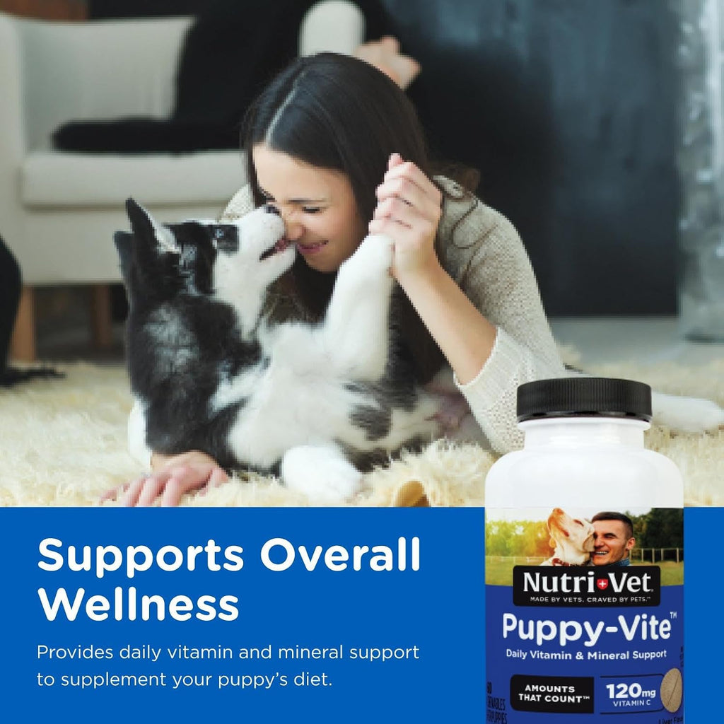 Nutri-Vet Puppy-Vite Masticables para Cachorros - Multivitamínico y Minerales - 60 Comprimidos