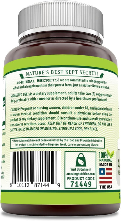 Herbal Secrets Albahaca Sagrada – 1000 mg por dosis – 240 Cápsulas Veganas – Image 2