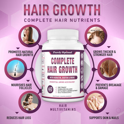 Purely Optimal Vitaminas para el Crecimiento – La biotina contribuye al mantenimiento del cabello en condiciones – Image 3